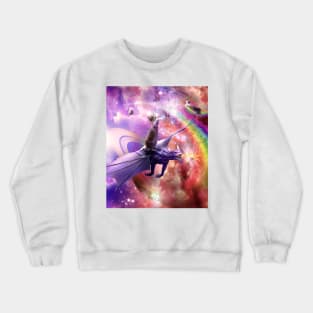 Rainbow Space Cat On Dragon Crewneck Sweatshirt